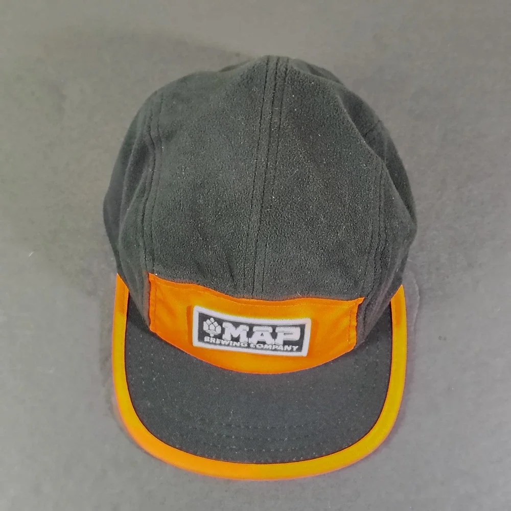 Map Brewing Hat Cap Strapback Black Orange Fleece Gorpcore Bozeman Montana Panel
